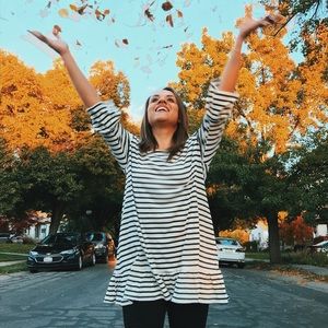 Stripe tunic with bell sleeve- NEW